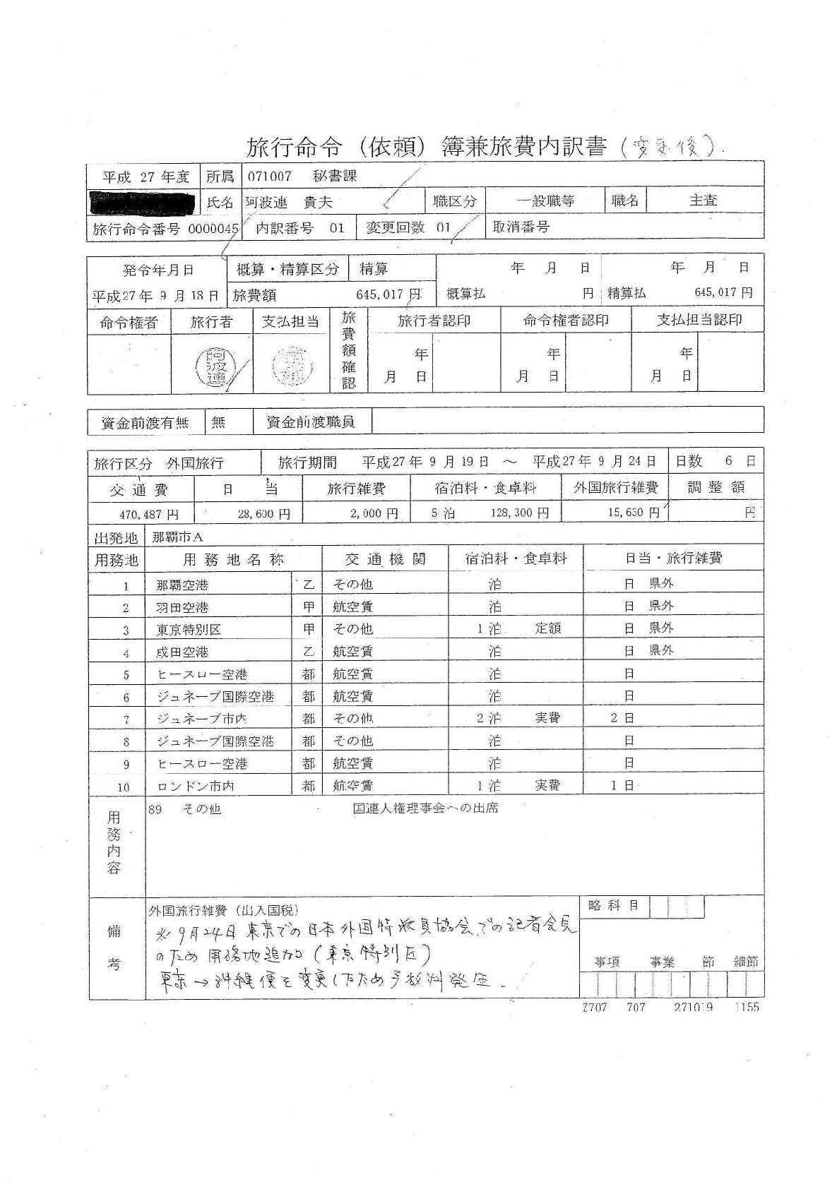 公文書部分開示決定通知書18ｐ